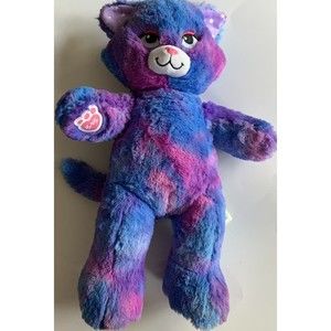 Build a Bear Stars Glow In The Dark Kitty Cat Purple Blue Starry Plush 17"